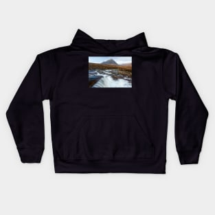 Buachaille Etive Mor and the river Etive Kids Hoodie